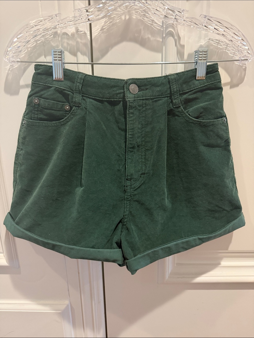 We The Free Forest Green High Waist Cuffed Shorts